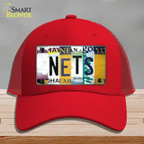 Nets Strip Art Novelty License Plate Hat Tag Mesh / Red