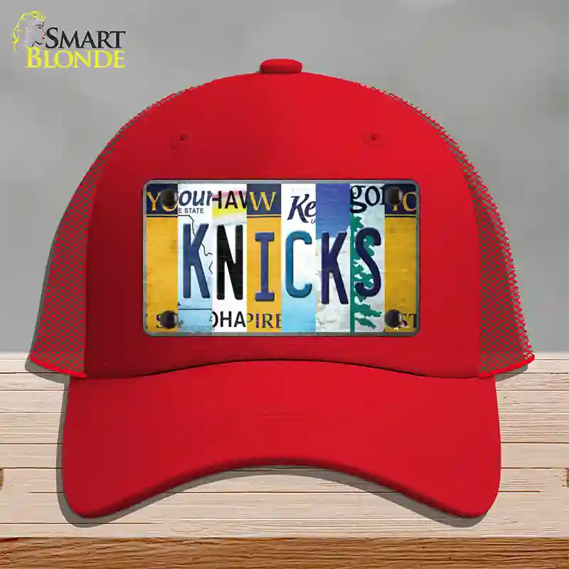 Knicks Strip Art Novelty License Plate Hat Tag Mesh / Red