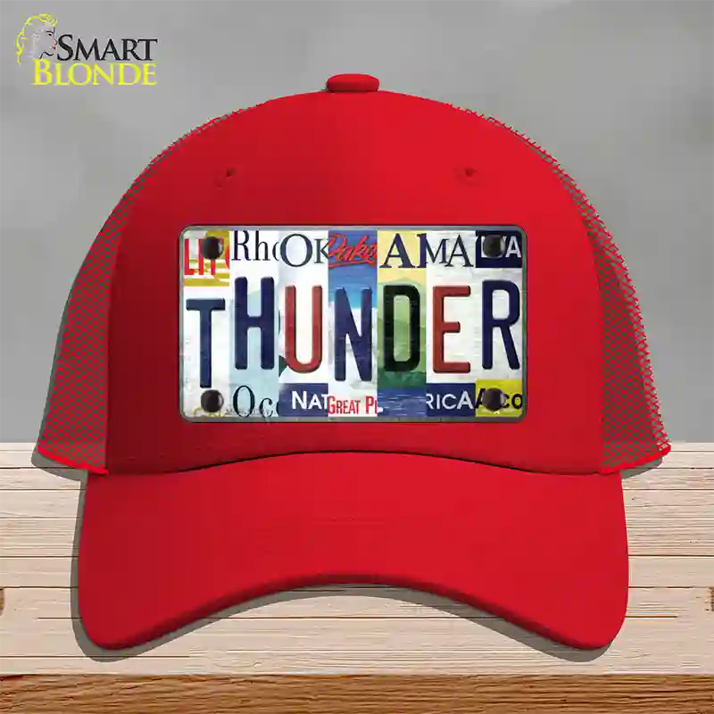 Thunder Strip Art Novelty License Plate Hat Tag Mesh / Red