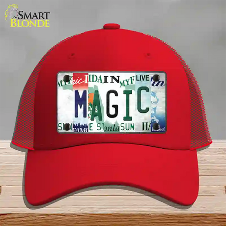 Magic Strip Art Novelty License Plate Hat Tag Mesh / Red