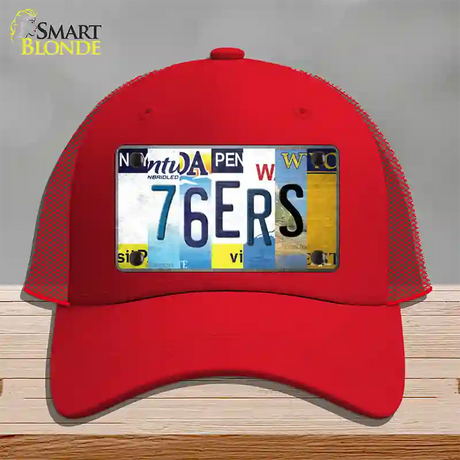 76ers Strip Art Novelty License Plate Hat Tag Mesh / Red