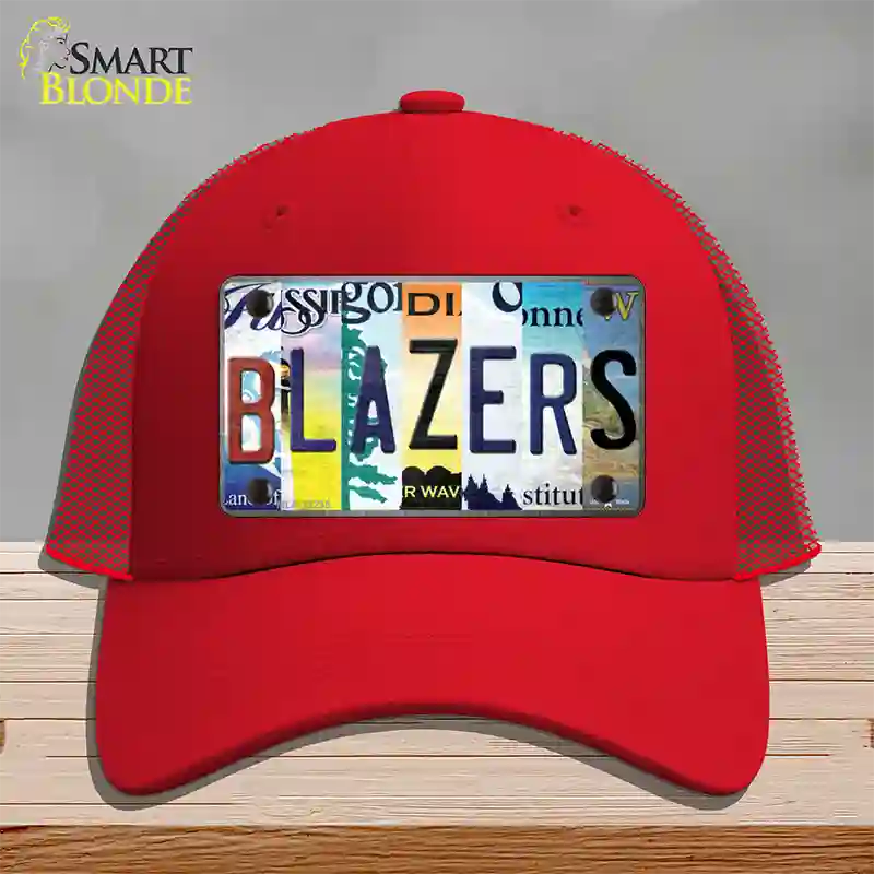 Blazers Strip Art Novelty License Plate Hat Tag Mesh / Red