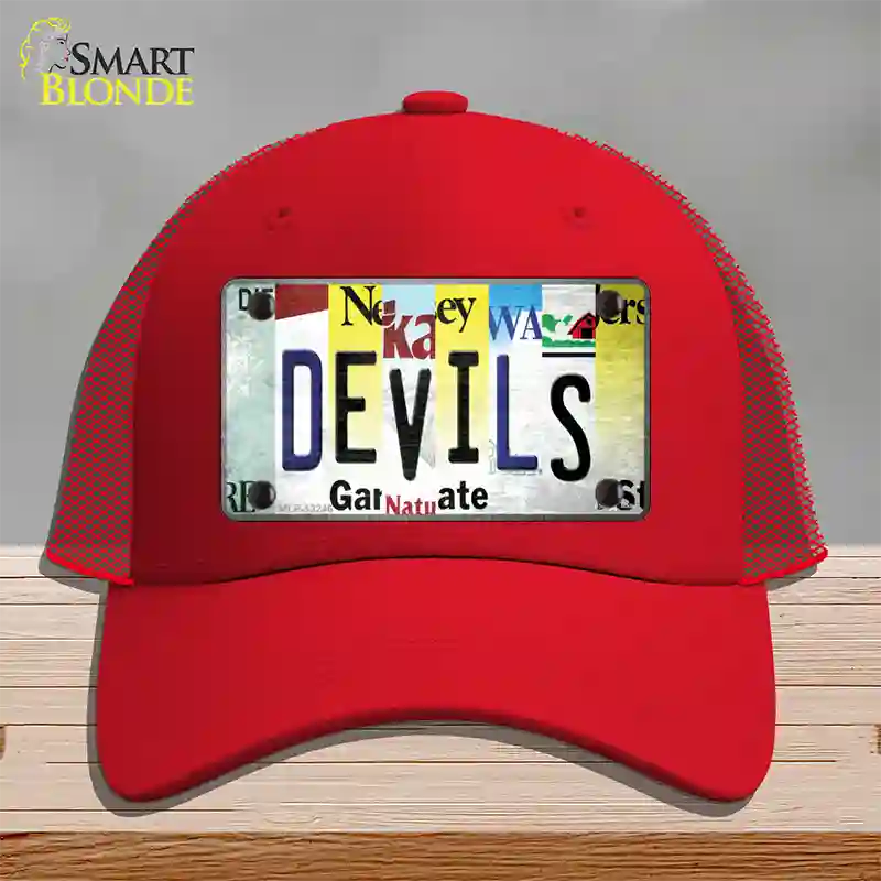 Devils Strip Art Novelty License Plate Hat Tag Mesh / Red