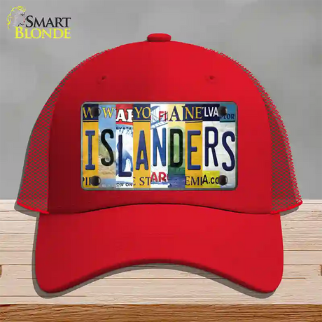 Islanders Strip Art Novelty License Plate Hat Tag Mesh / Red