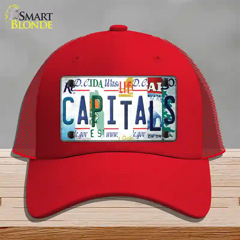 Capitals Strip Art Novelty License Plate Hat Tag Mesh / Red