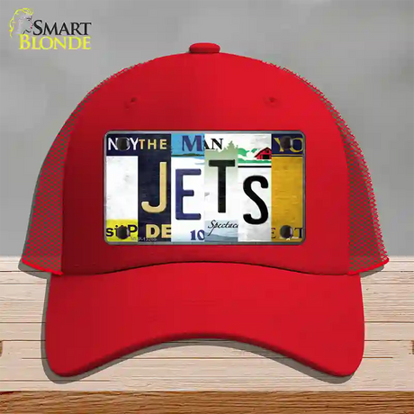 Jets Hockey Strip Art Novelty License Plate Hat Tag Mesh / Red