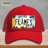 Flames Strip Art Novelty License Plate Hat Tag Mesh / Red