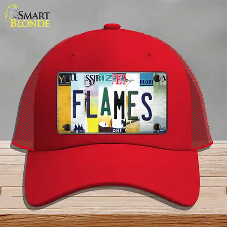 Flames Strip Art Novelty License Plate Hat Tag Mesh / Red