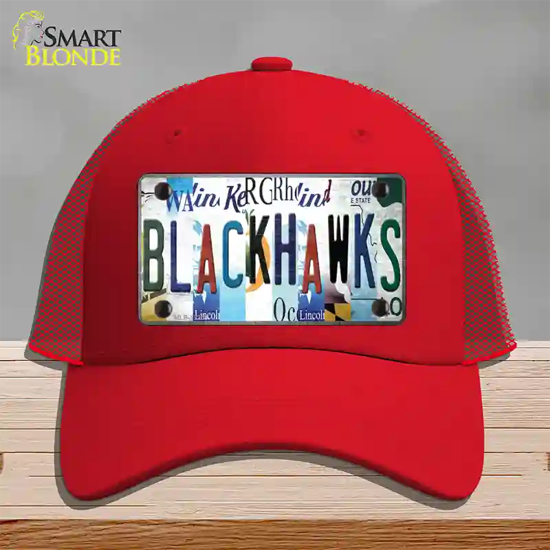 Blackhawks Strip Art Novelty License Plate Hat Tag Mesh / Red