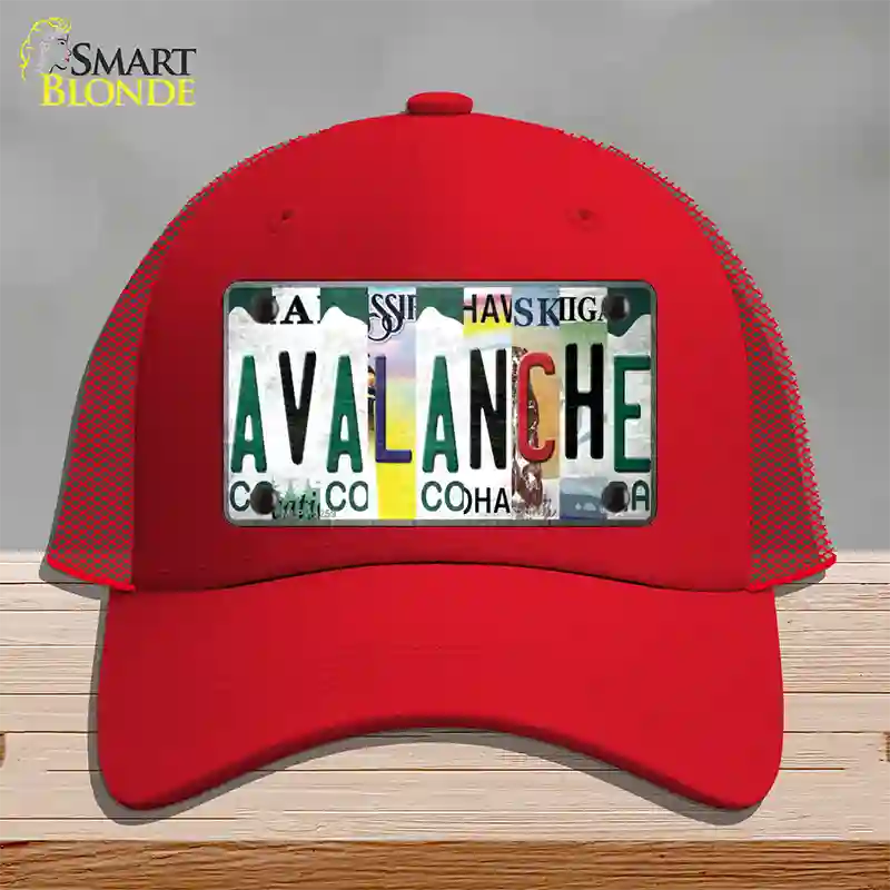 Avalanche Strip Art Novelty License Plate Hat Tag Mesh / Red