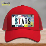 Stars Strip Art Novelty License Plate Hat Tag Mesh / Red