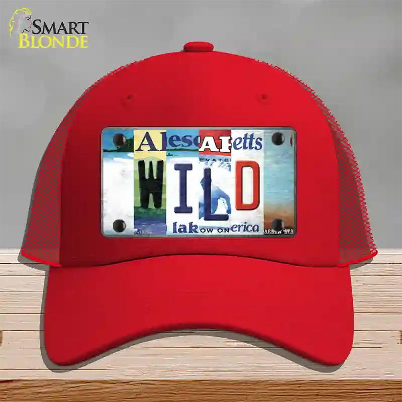 Wild Strip Art Novelty License Plate Hat Tag Mesh / Red