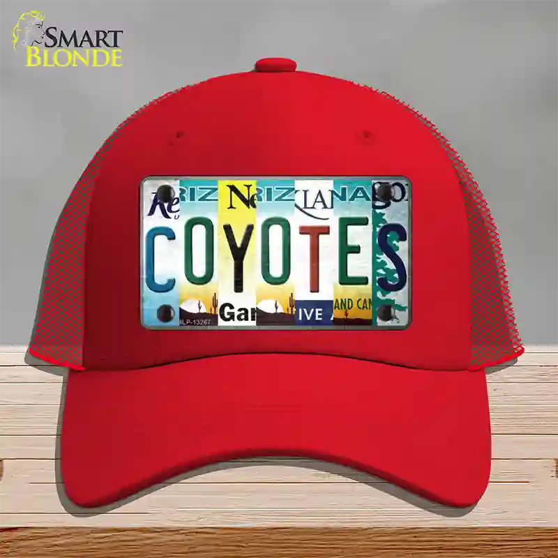 Coyotes Strip Art Novelty License Plate Hat Tag Mesh / Red