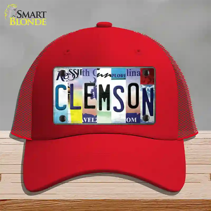 Clemson Strip Art Novelty License Plate Hat Tag Mesh / Red