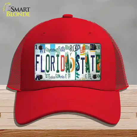 Florida State Strip Art Novelty License Plate Hat Tag Mesh / Red