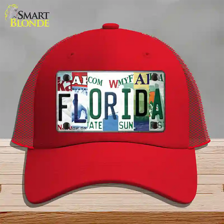 Florida Strip Art Novelty License Plate Hat Tag Mesh / Red