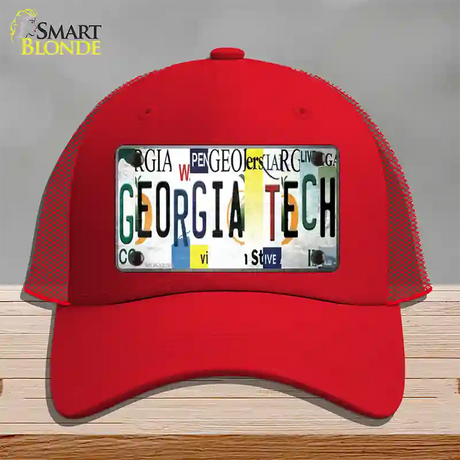 Georgia Tech Strip Art Novelty License Plate Hat Tag Mesh / Red