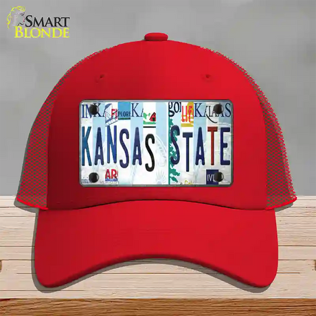 Kansas State Strip Art Novelty License Plate Hat Tag Mesh / Red