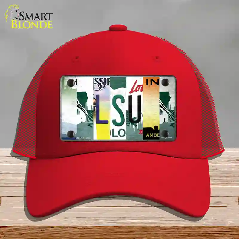 LSU Strip Art Novelty License Plate Hat Tag Mesh / Red