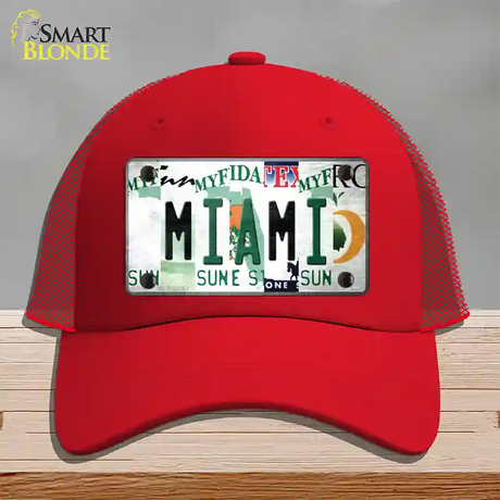 Miami Strip Art Novelty License Plate Hat Tag Mesh / Red