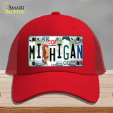 Michigan Strip Art Novelty License Plate Hat Tag Mesh / Red