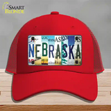 Nebraska Strip Art Novelty License Plate Hat Tag Mesh / Red