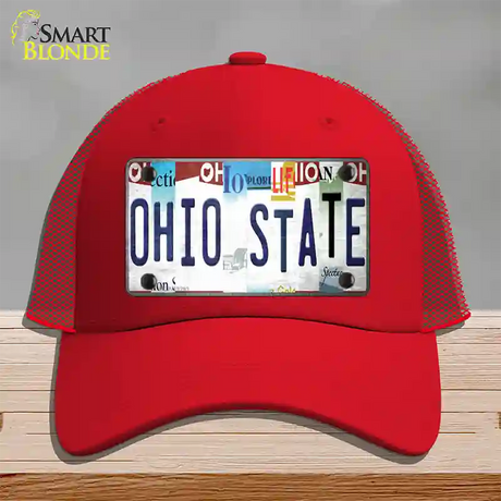 Ohio State Strip Art Novelty License Plate Hat Tag Mesh / Red