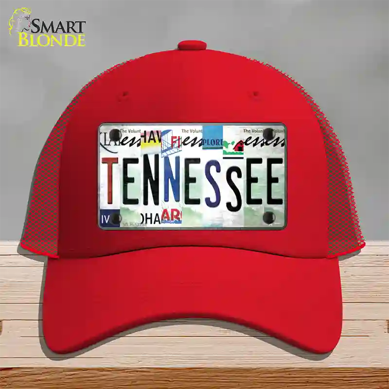 Tennessee Strip Art Novelty License Plate Hat Tag Mesh / Red