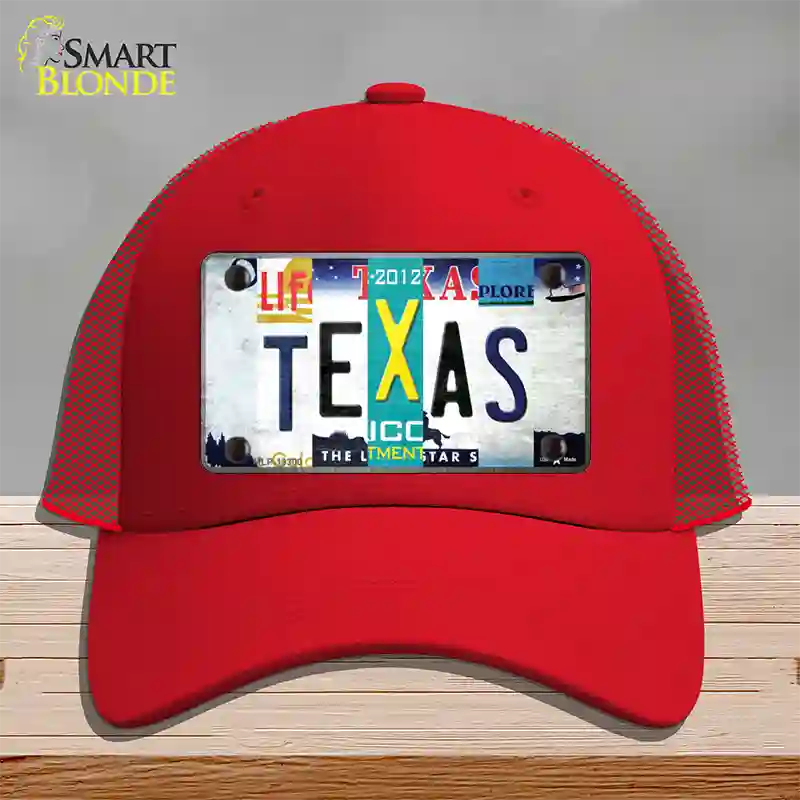 Texas Strip Art Novelty License Plate Hat Tag Mesh / Red