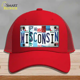 Wisconsin Strip Art Novelty License Plate Hat Tag Mesh / Red