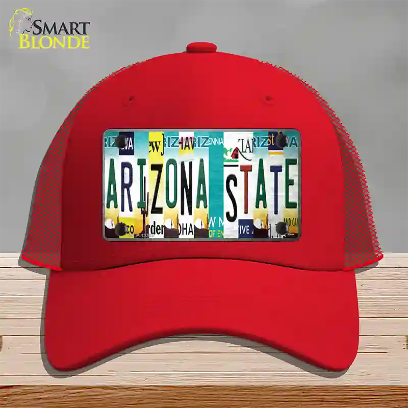 Arizona State Strip Art Novelty License Plate Hat Tag Mesh / Red