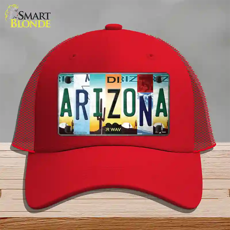 Arizona Strip Art Novelty License Plate Hat Tag Mesh / Red