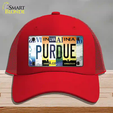 Purdue Strip Art Novelty License Plate Hat Tag Mesh / Red