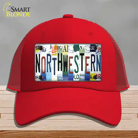 Northwestern Strip Art Novelty License Plate Hat Tag Mesh / Red