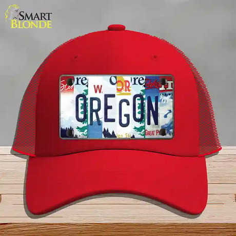 Oregon Strip Art Novelty License Plate Hat Tag Mesh / Red