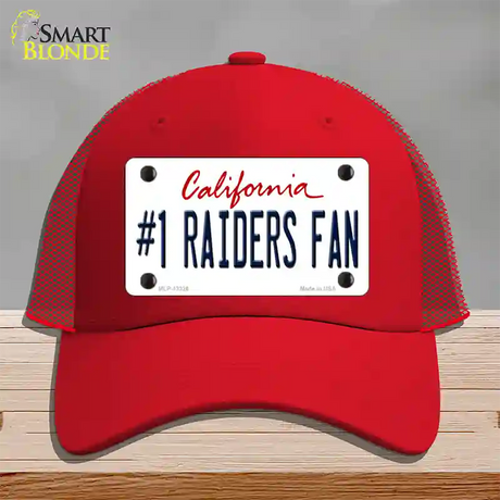 Number 1 Raiders Fan Novelty License Plate Hat Tag Mesh / Red