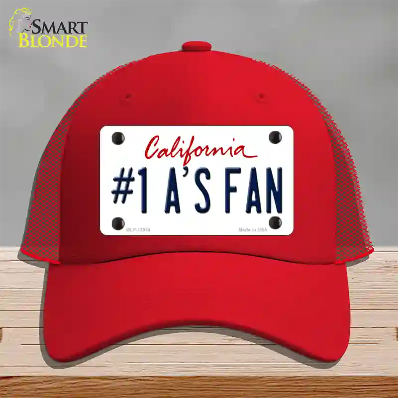 Number 1 Athletics Fan Novelty License Plate Hat Tag Mesh / Red