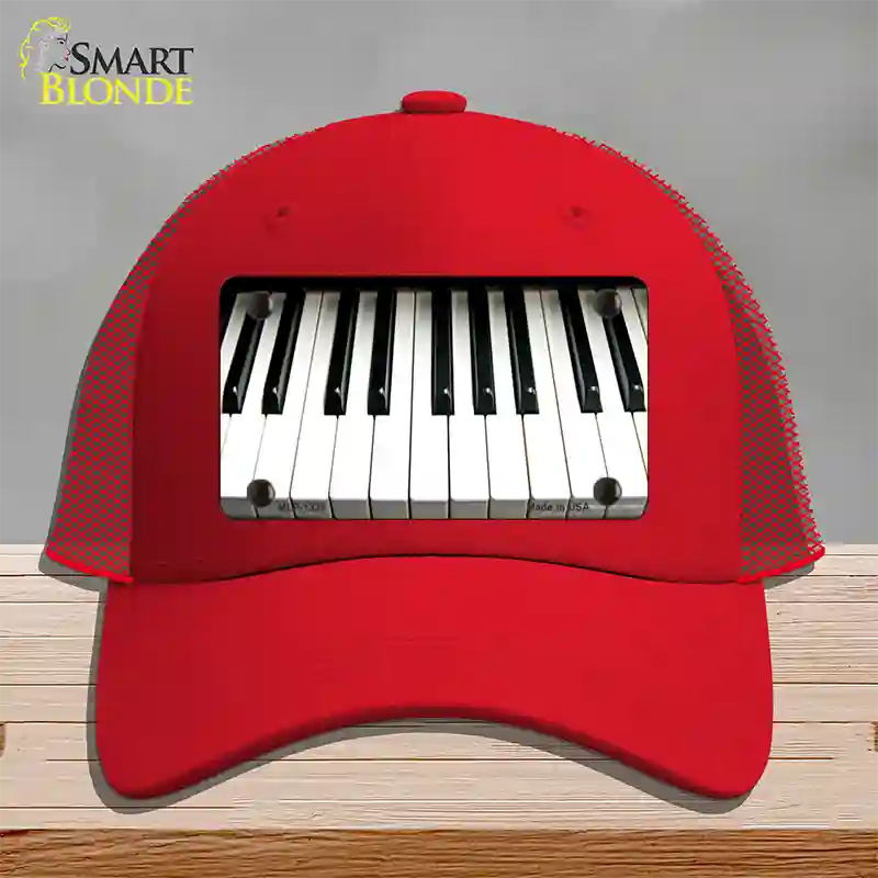 Piano Key board Novelty License Plate Hat Mesh / Red