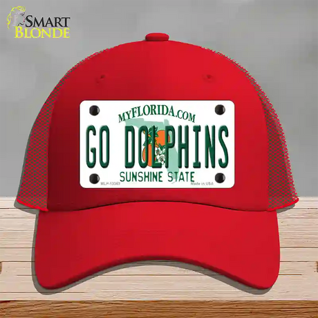 Go Dolphins Novelty License Plate Hat Tag Mesh / Red