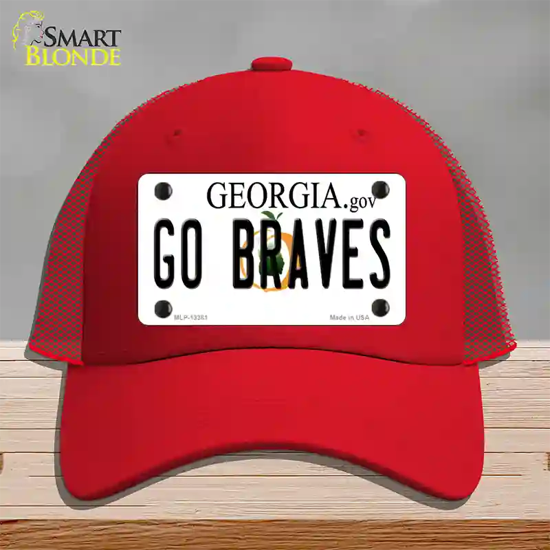 Go Braves Novelty License Plate Hat Tag Mesh / Red