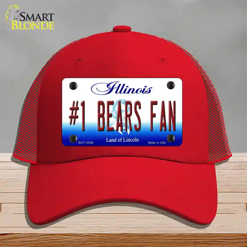 Number 1 Bears Fan Novelty License Plate Hat Tag Mesh / Red