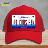 Number 1 Cubs Fan Novelty License Plate Hat Tag Mesh / Red