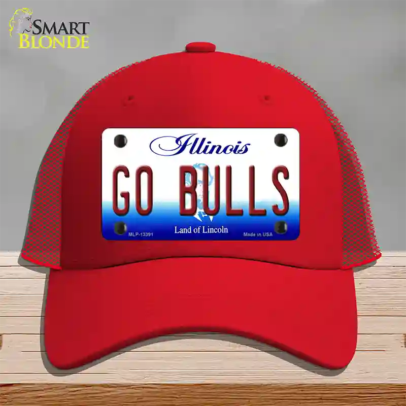 Go Bulls Novelty License Plate Hat Tag Mesh / Red