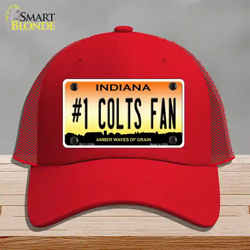 Number 1 Colts Fan Novelty License Plate Hat Tag Mesh / Red