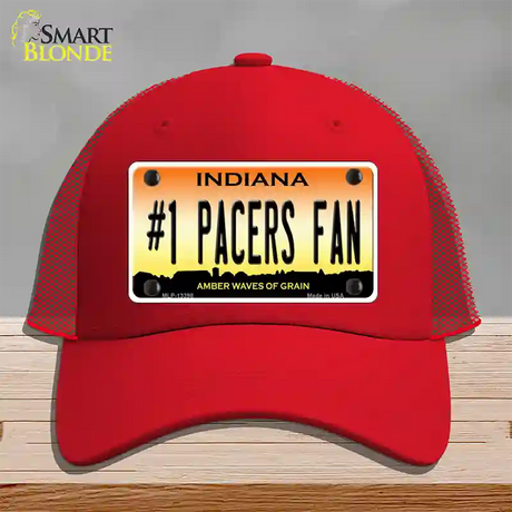 Number 1 Pacers Fan Novelty License Plate Hat Tag Mesh / Red