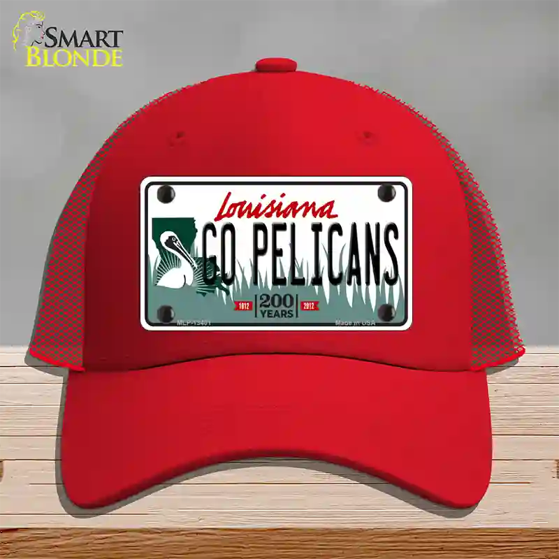 Go Pelicans Novelty License Plate Hat Tag Mesh / Red