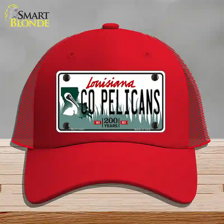 Go Pelicans Novelty License Plate Hat Tag Mesh / Red