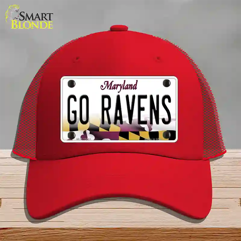 Go Ravens Novelty License Plate Hat Tag Mesh / Red