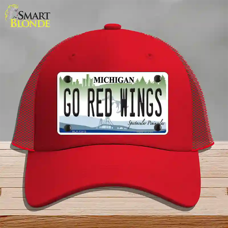 Go Red Wings Novelty License Plate Hat Tag Mesh / Red