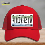 Number 1 Red Wings Fan Novelty License Plate Hat Tag Mesh / Red